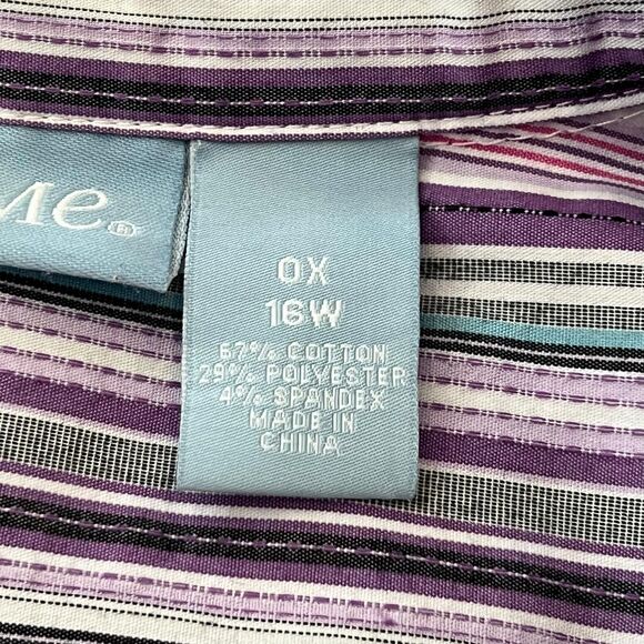 Liz & Me Purple Striped Button Down Shirt 16W - Picture 7 of 7